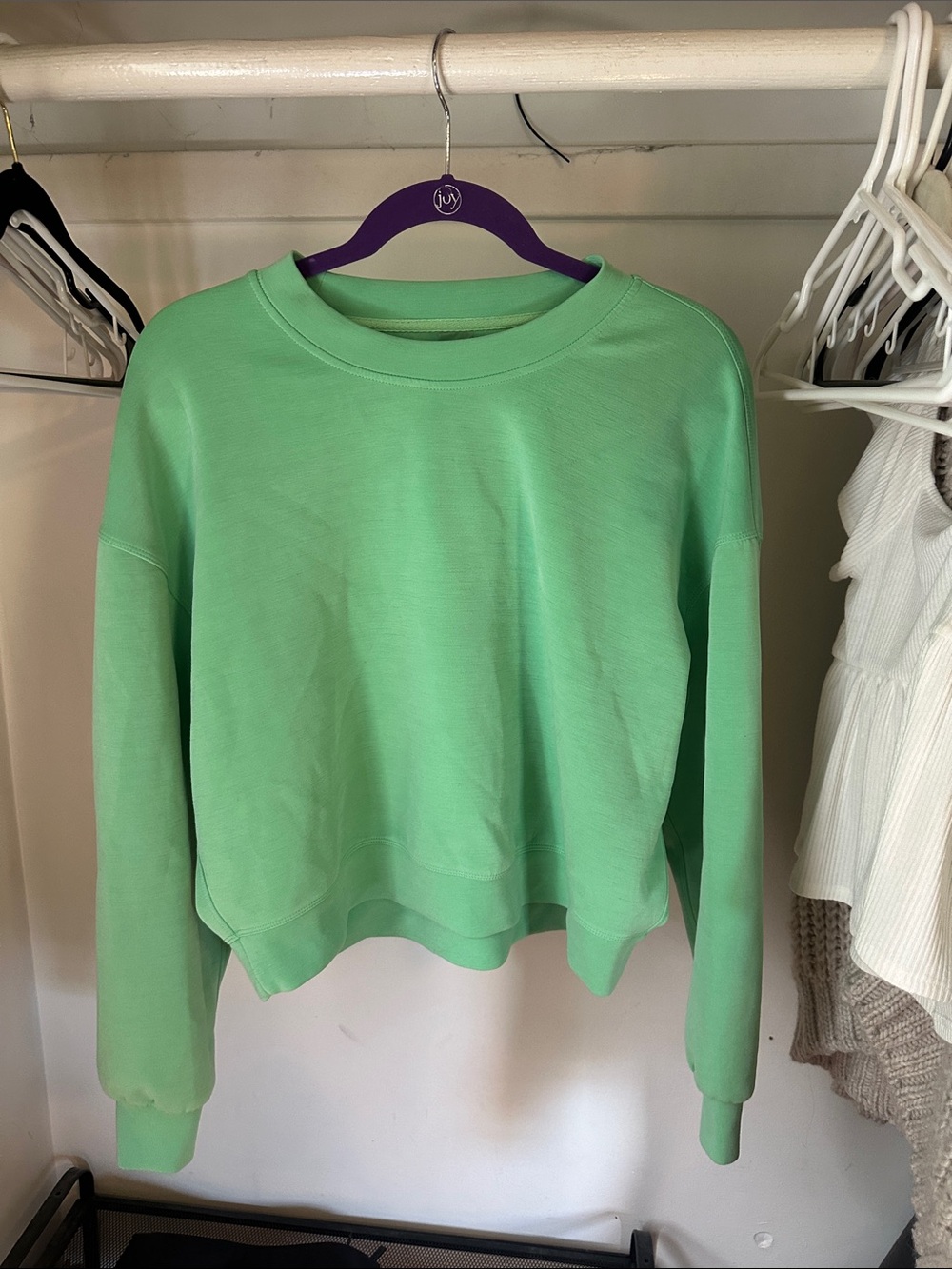 Mint Green Cropped Crewneck Sweatshirt